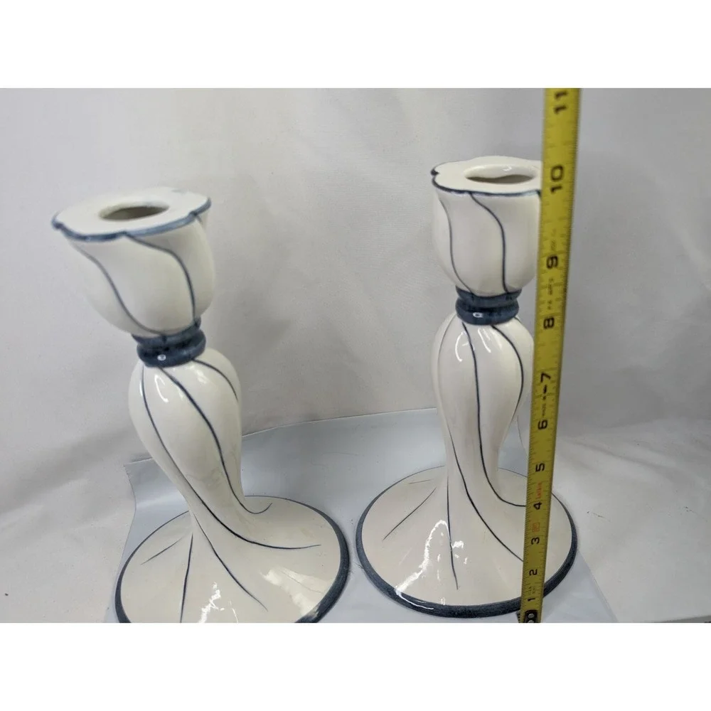 Candle Stick Holders Twist Spiral Italy Numbered‎ 9.75 Inch